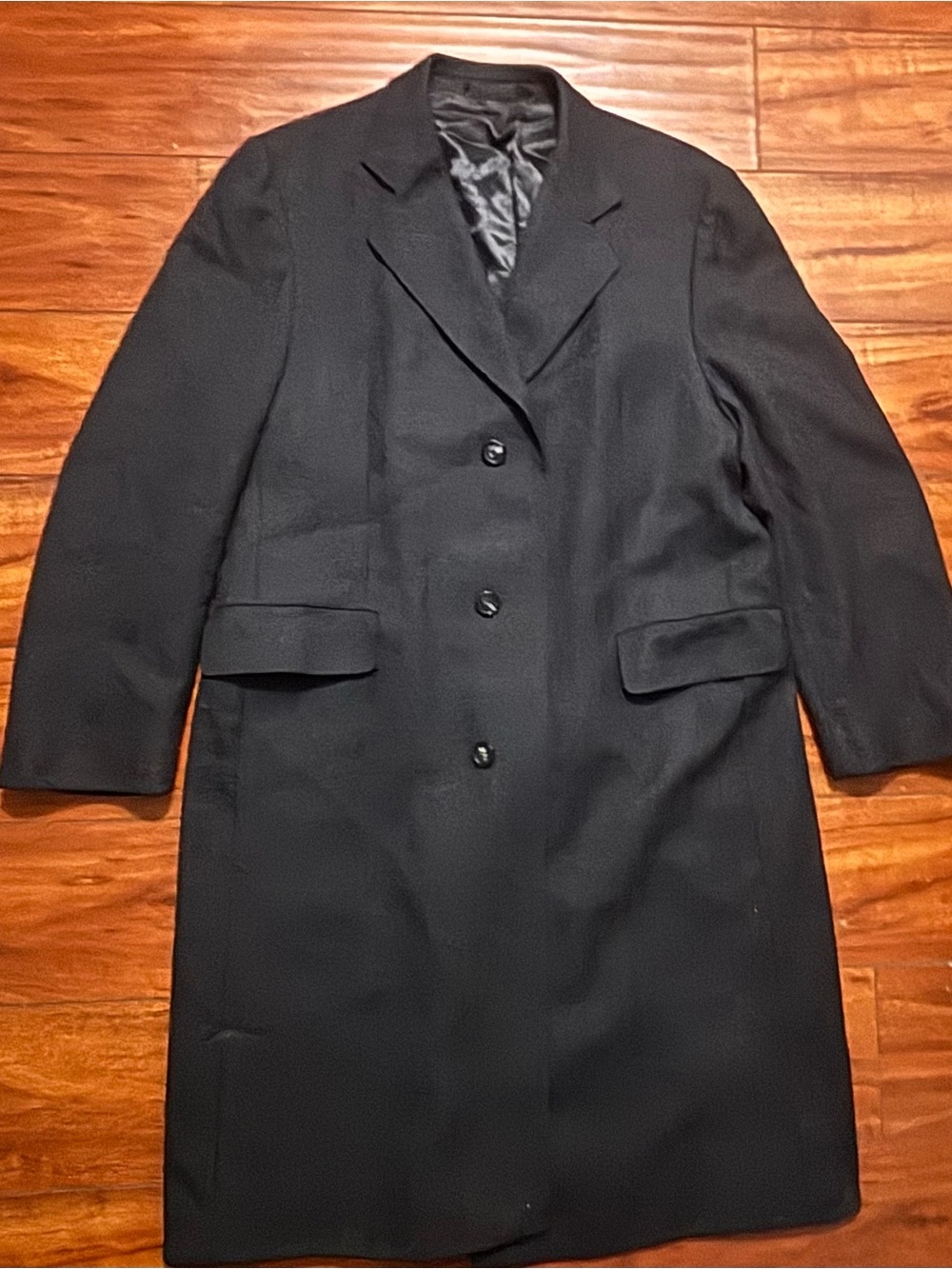 Greiff Double Breasted Trench Coat VTG Rare Sz L Charcoal/Black